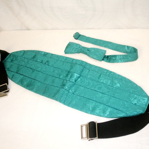 Youth - Teal Bow Tie and Cumberband Set - Picture 4 of 4